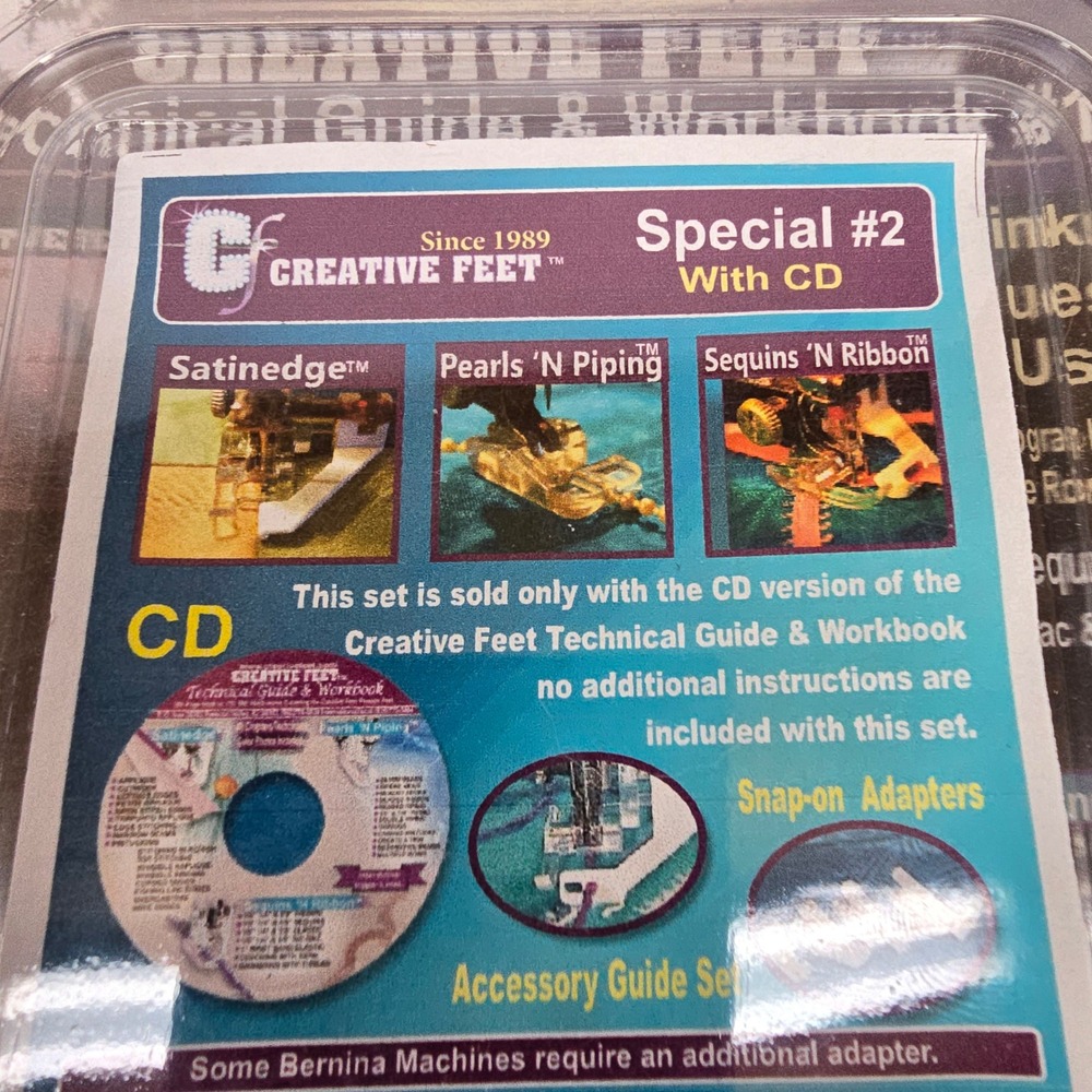 Creative Feet Special 2 Sewing Accessory W/ Snap-on Adapters & 2 DVD's Bernina - Picture 6 of 12